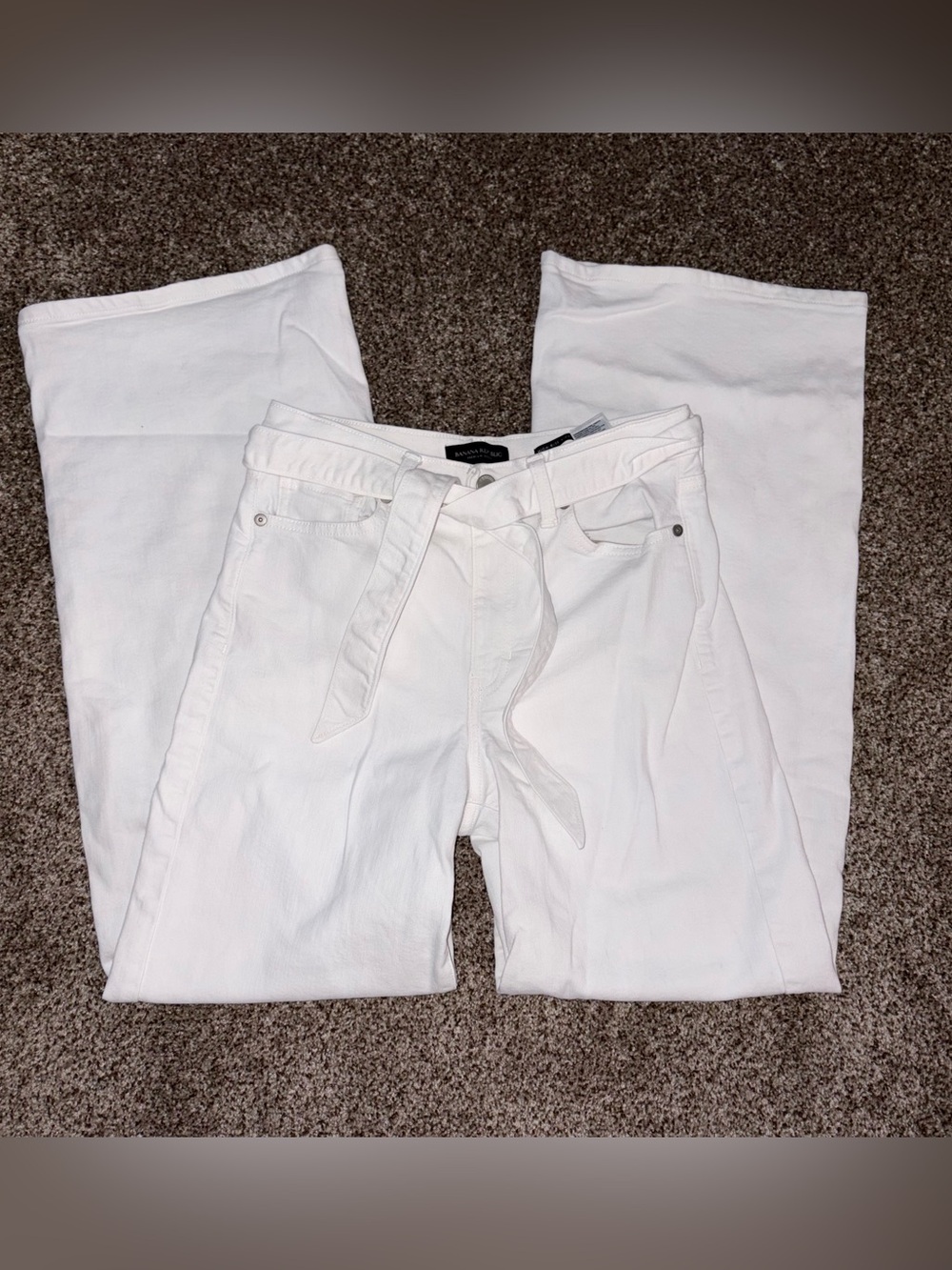 Banana Republic Premium Denim High Rise Wide-Leg White Tie-Belt Jeans Size 27